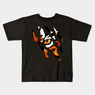Fearless Tiger Cat Eye Claw Silhouette Kids T-Shirt